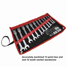 12PCS/set Ratchet Spanner Ratchet Wrench Set Kit Metric Combination Chrome Vanadium Steel 8‑19mm with Storage Bag Ratchet Wrench