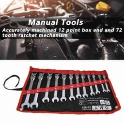 12PCS/set Ratchet Spanner Ratchet Wrench Set Kit Metric Combination Chrome Vanadium Steel 8‑19mm with Storage Bag Ratchet Wrench