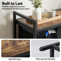 3 Section Pull Out Laundry Basket Metal Frame Black Clothes Hamper Organizer Storage Cart for Home Bedroom Bathroom
