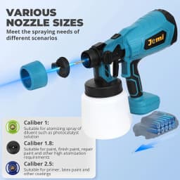 Jemi Tool Cordless Spray Paint Gun, 1000ml Large Capacity HVLP Spray Paint Gun, with 3 Adjustable Spraying Modes and Flow Rate, Equipped with 3 Adjustable Spray Nozzles for Varying Spray Widths, Suitable for Ceiling, Fence, Wall and Furniture Painting.