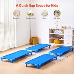 SucceBuy Stackable Kiddie Cot Pack of 4/6 Portable Toddler Nap Cots for Preschool Classroom Daycare Beds for Sleeping Resting