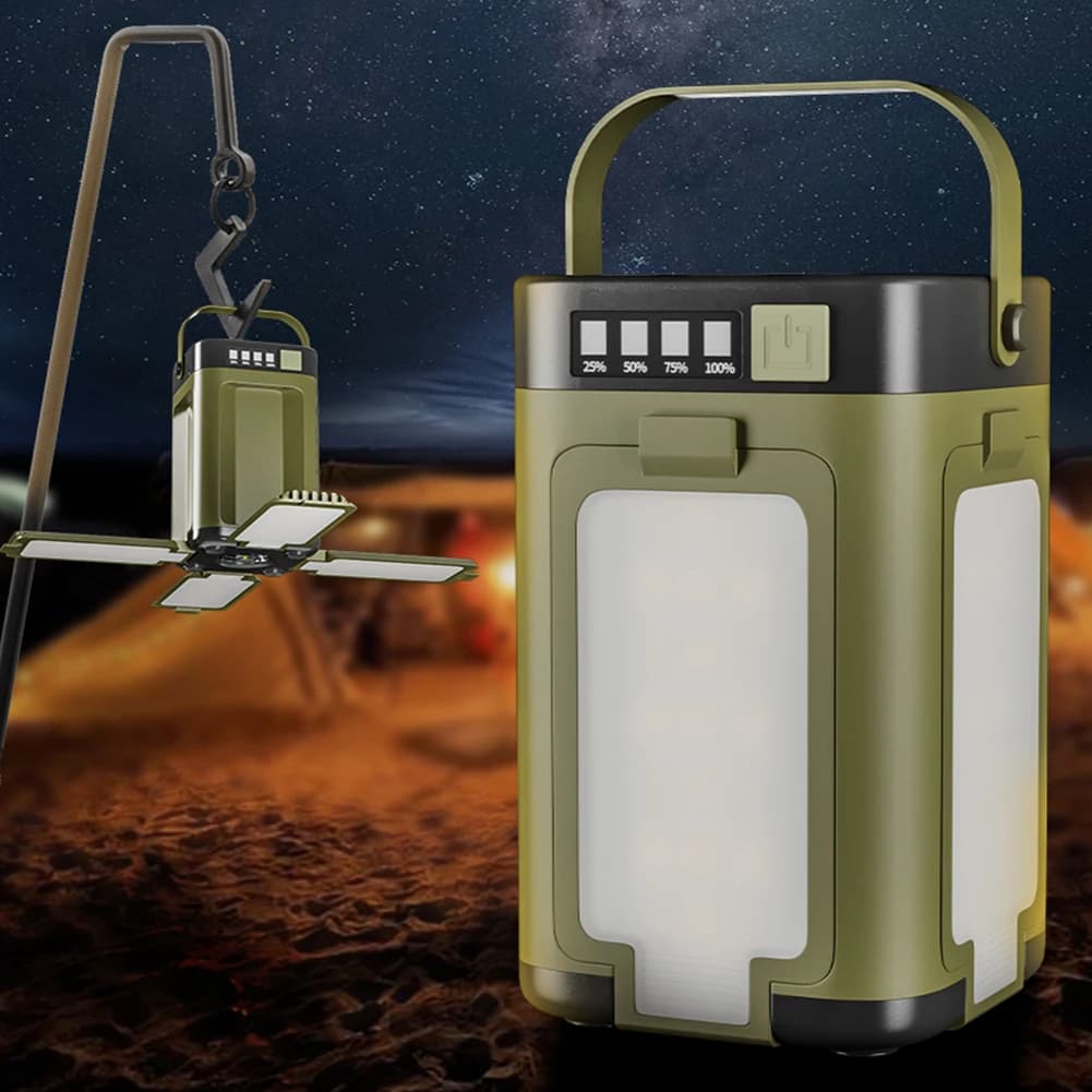 Rechargeable Lantern Power Bank Solar Camping Lantern Portable Flashlight LED Tent Light for Camping Hiking Fishing