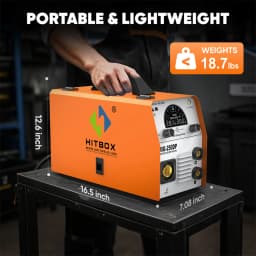 HITBOX MIG Inverter Welder 5 in 1 MMA/Gasless/Gas MIG/Lift TIG/Single Pulse Synergic Control MIG250DP Aluminum Welding Machine