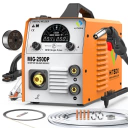 HITBOX MIG Inverter Welder 5 in 1 MMA/Gasless/Gas MIG/Lift TIG/Single Pulse Synergic Control MIG250DP Aluminum Welding Machine