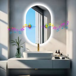 60x90cm Oval LED Bluetooth Bathroom Mirror Antifog Dimmable Lighted Makeup Mirrors for Bathroom Wall