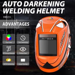 HITBOX HB555 Helmet Fast Auto Darkening Welding Helmet True Color eye protection 420 mah Solar Baterry Large Viewing Helmet