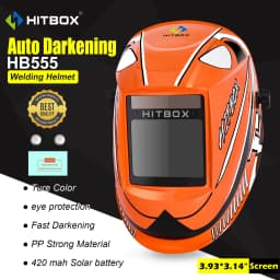 HITBOX HB555 Helmet Fast Auto Darkening Welding Helmet True Color eye protection 420 mah Solar Baterry Large Viewing Helmet