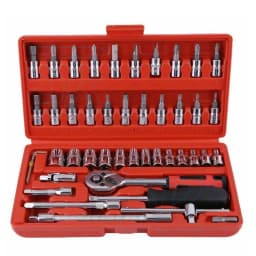 46x Deep Socket Set Metric Wrench CRV 1/4" Drive Flexiable Extension Bar Tools