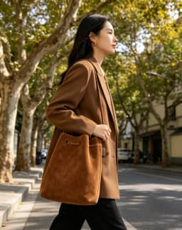 Vintage Suede High-end Bucket Bag With Large Capacity Women Handbag Versatile For Commuting Single Shoulder Bag Armpit Bag