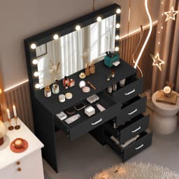 White Vanity Set with 11 Led Lighted Large Mirror, 7 Drawers, 3 Color Dimmable, Easy Assembly Dressing Table