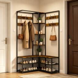 178cm Tall Hall Tree with Shoe Rack Bench and 10 Hooks Entryway Coat Rack Shoe Storage Organizer for Hallway Bedroom