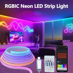 Neon Strip Light Bluetooth Neon Led Strip Lights Smart 1M 2M 3M 5M Waterproof RGBIC Flex Ribbon Led Tape Music Sync