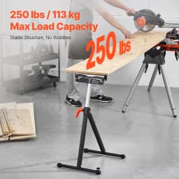 SucceBuy Roller Stand 250 lbs/135 lbs LBC Adjustable Height with 11.5in Polished Steel Roller Head Woodworking Extension Support