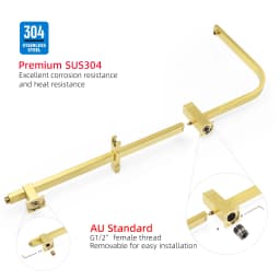 **Sydney Stock** KYLINS Twin Square 2 In 1 Rain Shower Head Set Sliding Rail Wall Arm Diverter Brushed Gold DIY WELS WATERMARK