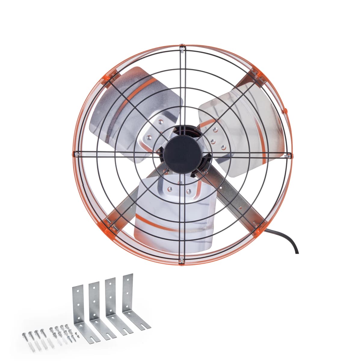 SucceBuy Gable Mount Fan 15 Inch Exhaust Fan w/ Thermostat & Mesh 1650 CFM Cools Up to 2360 Sq.Ft Ventilation to Garage & Orange