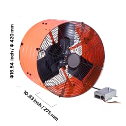 SucceBuy Gable Mount Fan 15 Inch Exhaust Fan w/ Thermostat & Mesh 1650 CFM Cools Up to 2360 Sq.Ft Ventilation to Garage & Orange
