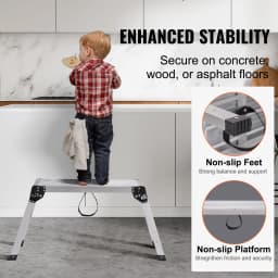 SucceBuy Folding Work Platform 330lbs Load Capacity Aluminum Drywall Stool Ladder Heavy Duty Work Bench w/ Non-Slip Feet