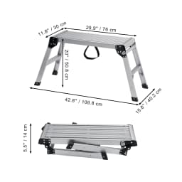 SucceBuy Folding Work Platform 330lbs Load Capacity Aluminum Drywall Stool Ladder Heavy Duty Work Bench w/ Non-Slip Feet
