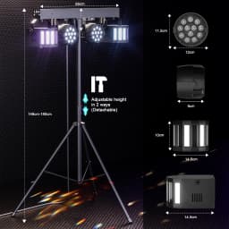 Yiflamefly 60W Combination Bracket Lights 3/6/15CH Suitable for Churches Concerts Weddings Birthday Parties KTV With Carry Bag