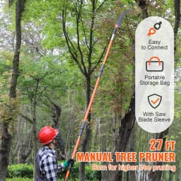 SucceBuy Manual Pole Saw Extendable Tree Pruner Sharp Steel Blade for Branches Trimming, with Lightweight Aluminum Alloy Handle