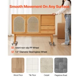 SucceBuy 4 pcs Furniture Dolly Movers with Triangle Swivel Caster & 3 Wheels Fridge Lift Mover Tool Set for Home Appliances Sofa
