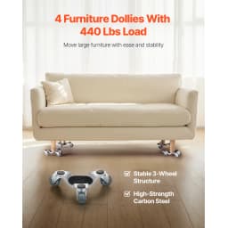 SucceBuy 4 pcs Furniture Dolly Movers with Triangle Swivel Caster & 3 Wheels Fridge Lift Mover Tool Set for Home Appliances Sofa