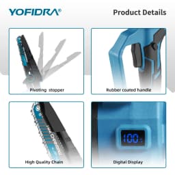 YOFIDRA 8 Inch Brushless Electric Chainsaw 3500W Handheld Woodworking Pruning Chain Saw Cutter Power Tool For Makita Battery Pin