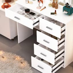 White Modern Makeup Vanity Dressing Table with LED Lighted Mirror and Multiple Storage Drawers, Cosmetic Makeup Desk for Bedroom