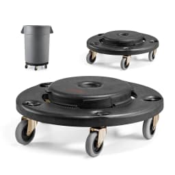 SucceBuy 1/2 Packs Trash Can Dolly Round Roller Base with 4 Lockable Wheels Rolling Barrel Cart Fit 20/32/44/55 Gal Containers