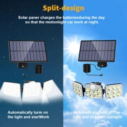 138 LED 3 Head Solar Motion Sensor Light Outdoor Garden Wall Security Flood Lamp IP65 Waterproof