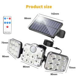 138 LED 3 Head Solar Motion Sensor Light Outdoor Garden Wall Security Flood Lamp IP65 Waterproof