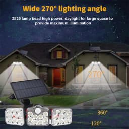138 LED 3 Head Solar Motion Sensor Light Outdoor Garden Wall Security Flood Lamp IP65 Waterproof
