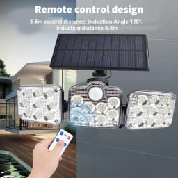 138 LED 3 Head Solar Motion Sensor Light Outdoor Garden Wall Security Flood Lamp IP65 Waterproof