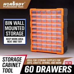 HORUSDY 60 Drawers Storage Cabinet Tool Box Parts Organiser Bin Chest With Divider