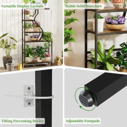 Industrial Vintage 5-Tier Plant Stand, Vertical Flower Shelf with MDF Boards & Metal Frame for Indoor Outdoor Home Decor