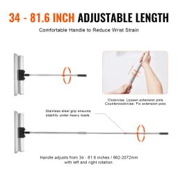 SucceBuy Drywall Skimming Blade Set 10/16/24/32/40 in Skimming Blades + 34-81.6 in Extension Handle Pole Stainless Steel Knife