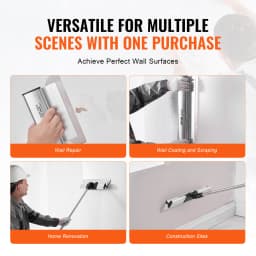 SucceBuy Drywall Skimming Blade Set 10/16/24/32/40 in Skimming Blades + 34-81.6 in Extension Handle Pole Stainless Steel Knife