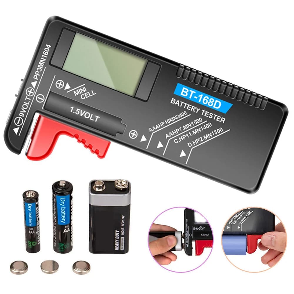 5PCS Battery Tester For AA AAA D C 9V Button Battery All in 1 Battery Checker