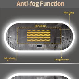 Oval LED Bathroom Mirror with Lights, Anti-Fog, Bluetooth Speaker, 3 Colors Temperature Dimmable Lighted Mirrors Waterproof