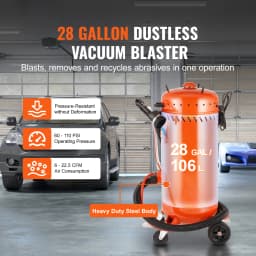 SucceBuy 28 Gallon Vacuum Sand Blaster Dustless with Built-in 1200 W Vacuum System for Dust Control Abrasive Recycle 60-110 PSI