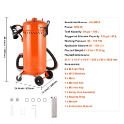 SucceBuy 28 Gallon Vacuum Sand Blaster Dustless with Built-in 1200 W Vacuum System for Dust Control Abrasive Recycle 60-110 PSI