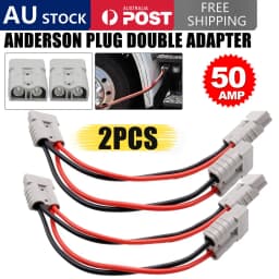 2pcs 50A Anderson Plug Connector Double Extension Adapter 6mm Automotive Y Cable