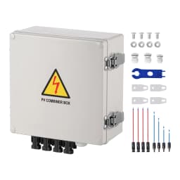 SucceBuy PV Combiner Box 4 String / 6 String Solar Combiner Box 10A / 15A Rated Current Fuse to On/Off Grid Solar Panel System