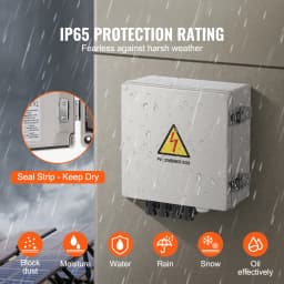 SucceBuy PV Combiner Box 4 String / 6 String Solar Combiner Box 10A / 15A Rated Current Fuse to On/Off Grid Solar Panel System