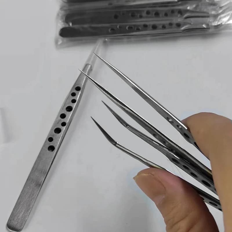 1 Set Precision Industrial Tweezers Anti-Static Magnetic Stainless Steel Tweezers Set For Electronics Soldering Maintenance
