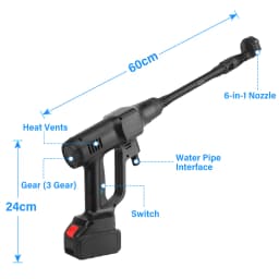 6 in1 Brushless Electric High Pressure Washer Cordless 80Bar Car Garden Water Gun