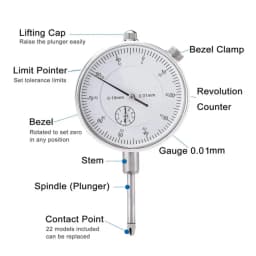 Dial Indicator Gauge Magnetic Base 0-10mm 60KG 22 Indicator Point Set