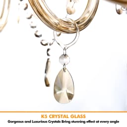 8-Light K5 Crystal Chandelier Cognac Color Crystal Ceiling Lamp Modern Luxury Indoor Lighting Fixture For Home Decor