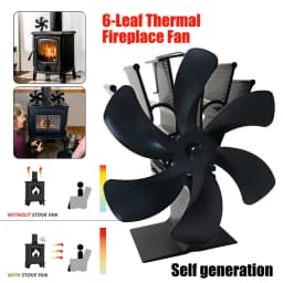 PORIYA 6 Blade Fan Heat Self-Powered Wood Stove Top Burner Fireplace Silent Eco Heater