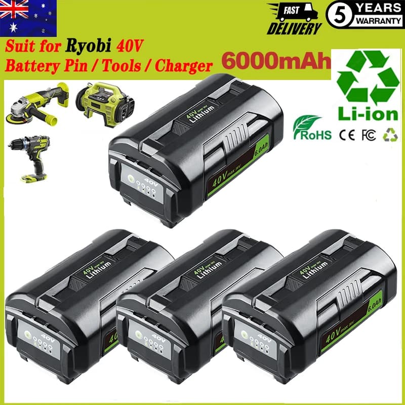 1/2/4Pcs 6.0Ah OP4040 Replace for Ryobi 40V MAX OP4026 OP4030 OP4050 Li-on Battery Pin Compatible with 36/40Volt Cordless Tools